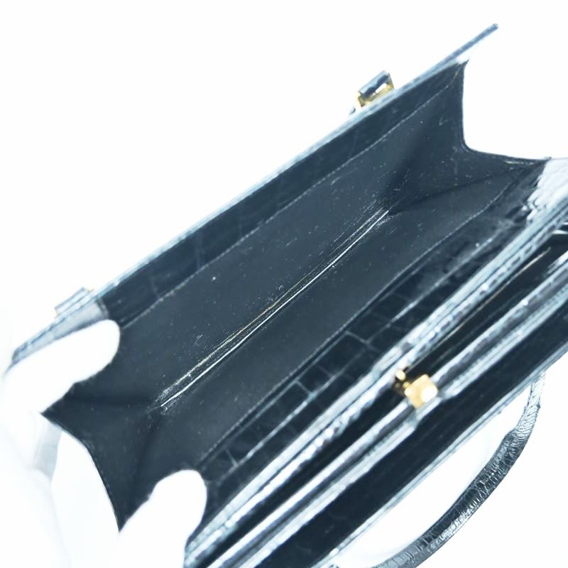 comtesse コンテス クロコダイル がま口 ハンドバッグ ブラック  