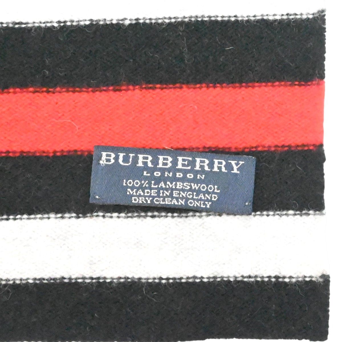 BURBERRY バーバリー ボーダー ウール マフラー ブラック/ホワイト/レッド K2512-k031NP BURBERRY バーバリー ボーダー ウール マフラー ブラック/ホワイト
