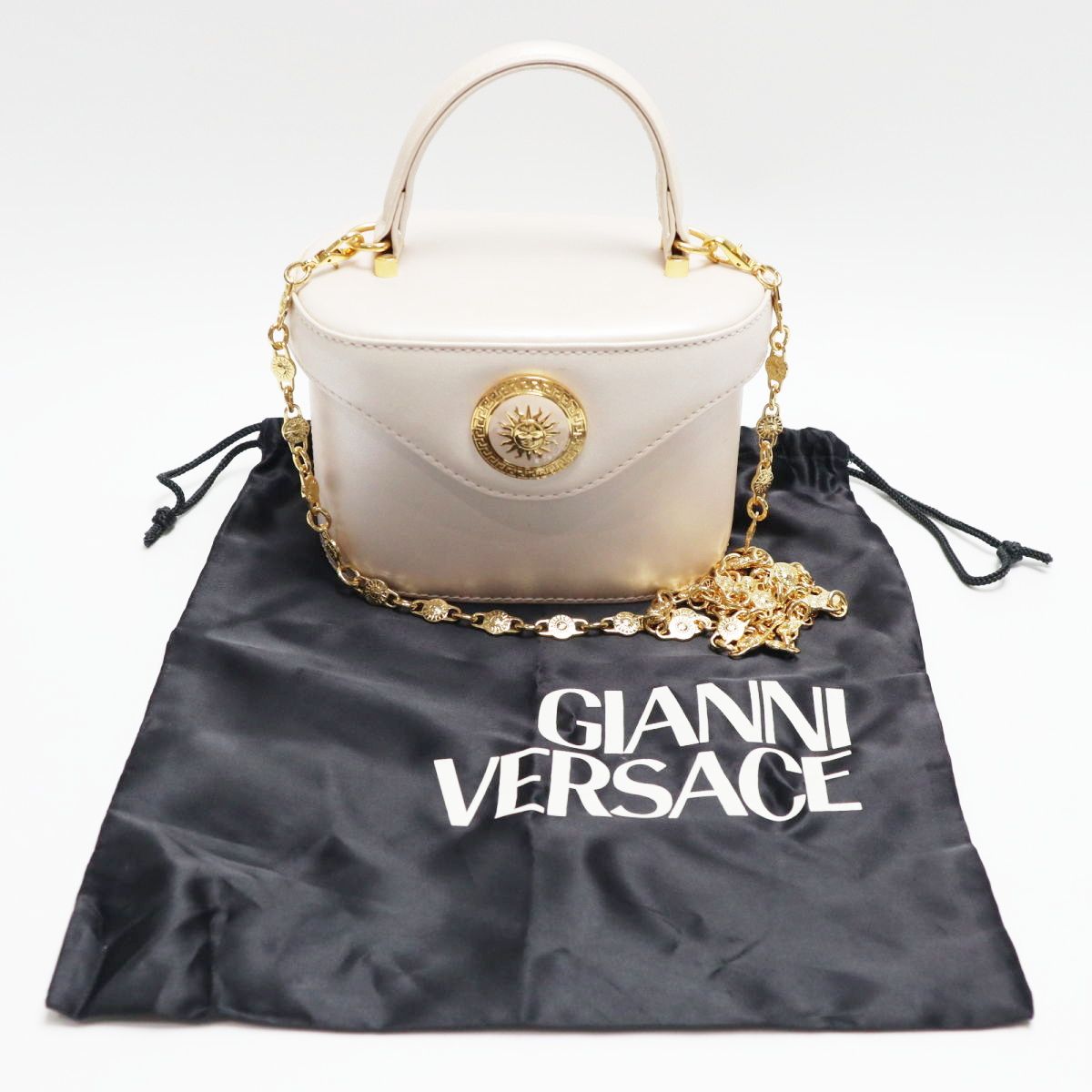 GIANNI VERSACE ヴェルサーチ サンバースト レザー 2WAYバニティ 