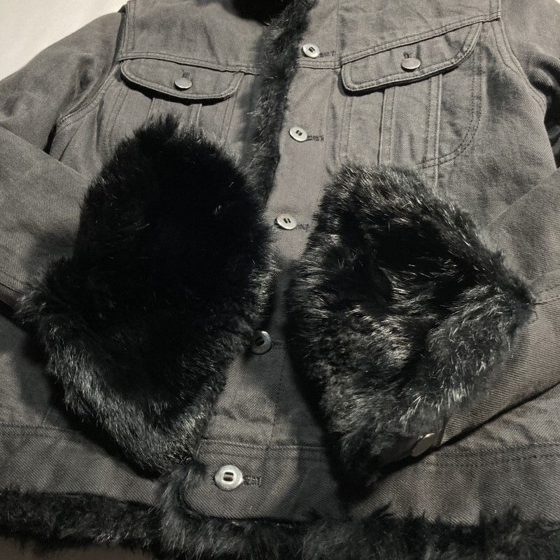 wjk デニムジャケット　リアルファー　2way Y2K 韓国 アウター エコファー デニムジャケット ウォッシュド Y2K