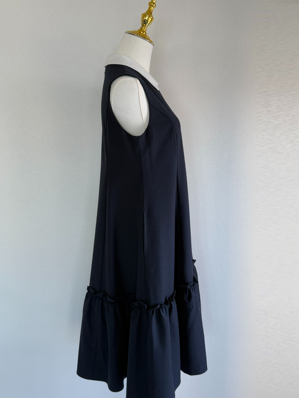 極美品Rene ルネ Stripe cool 2way 5126050 白襟 ノースリーブ