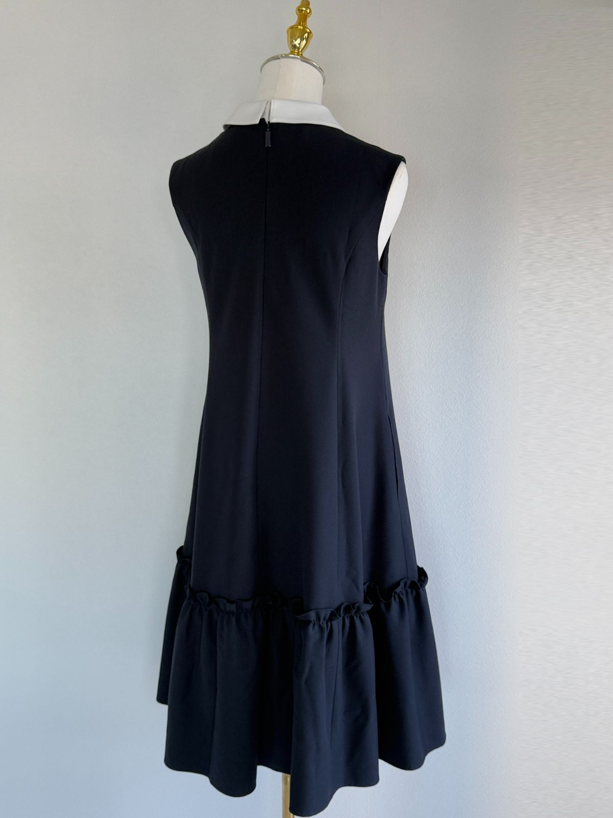 ルネ Rene ウール ノースリーブ ワンピース ハーフ 膝丈 フリル 34