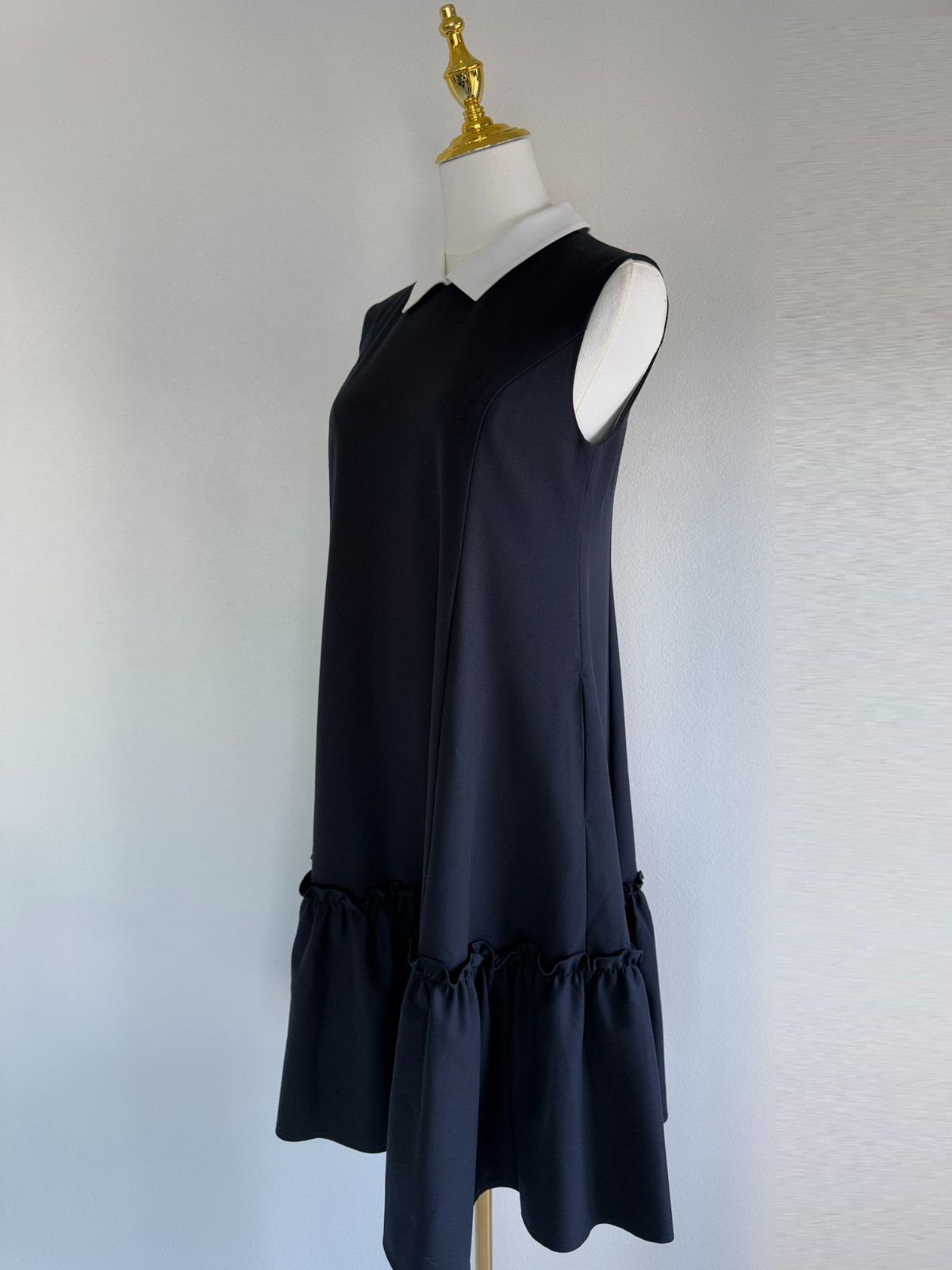 極美品Rene ルネ Stripe cool 2way 5126050 白襟 ノースリーブ