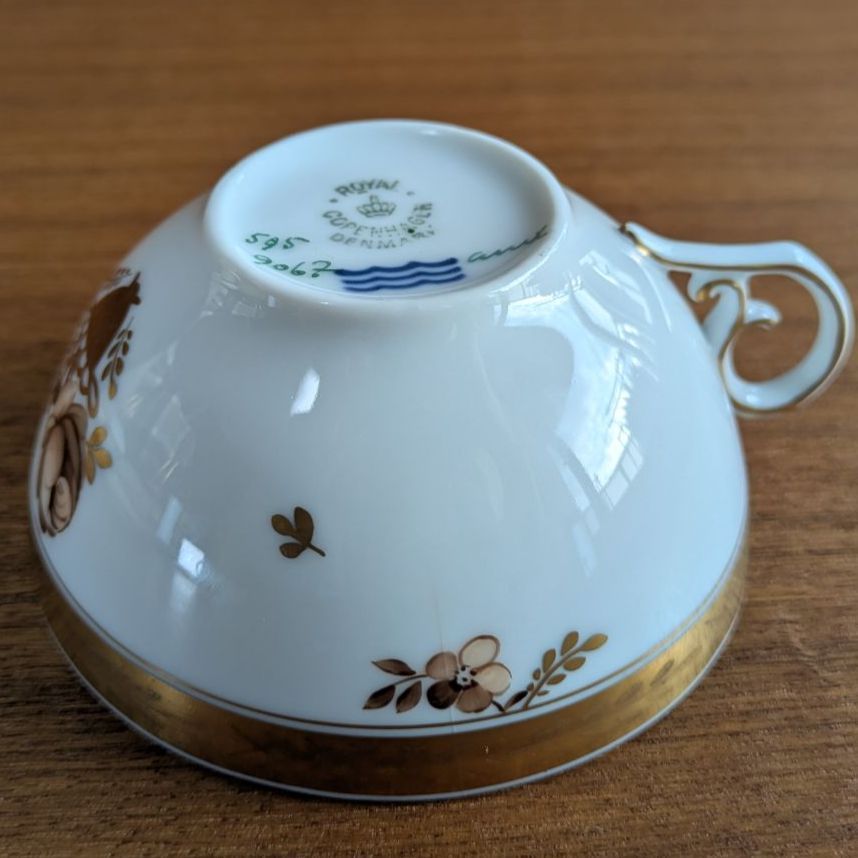 ロイヤルコペンハーゲン ゴールデンバスケット ブラウンローズ 金彩