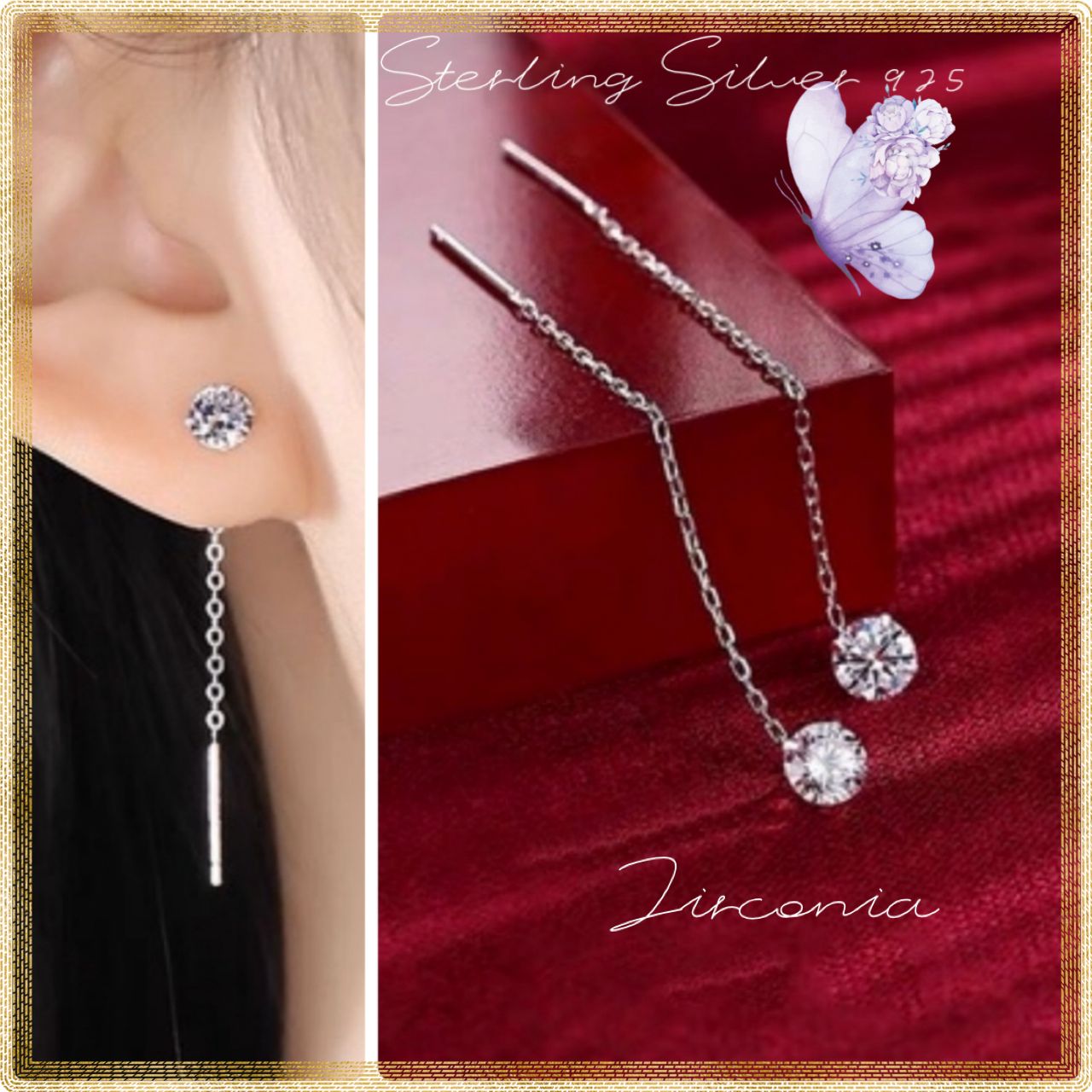 Fangxing スーパーフェアリー S925 シルバー needleピアス レディース 