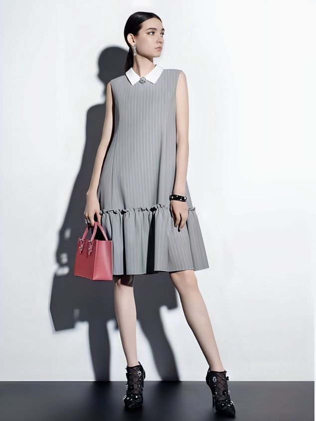 極美品Rene ルネ Stripe cool 2way 5126050 白襟 ノースリーブ