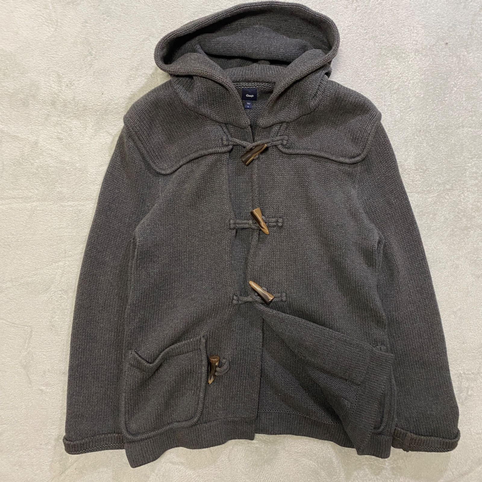 Old GAP グレー ダッフルコート フード付き オールドギャップ ニット 