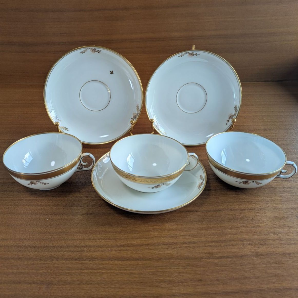  ロイヤルコペンハーゲン ゴールデンバスケット ブラウンローズ 金彩 カップ ソーサー 3客セット 1級品 C S カップ ソーサー コーヒー ティーカップ