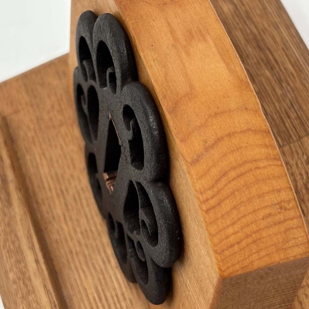 江戸中期-後期 尾張系 八つ蕨手透し鍔 鉄地 銅責金入 直径約7cm 鍛鉄