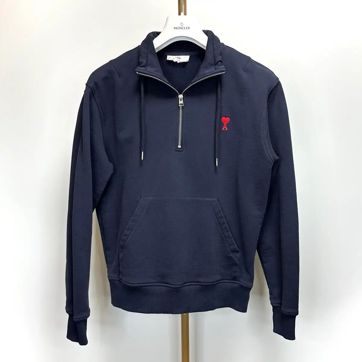 Mサイズ アミ スモールロゴ ハーフジップアップ ネイビー