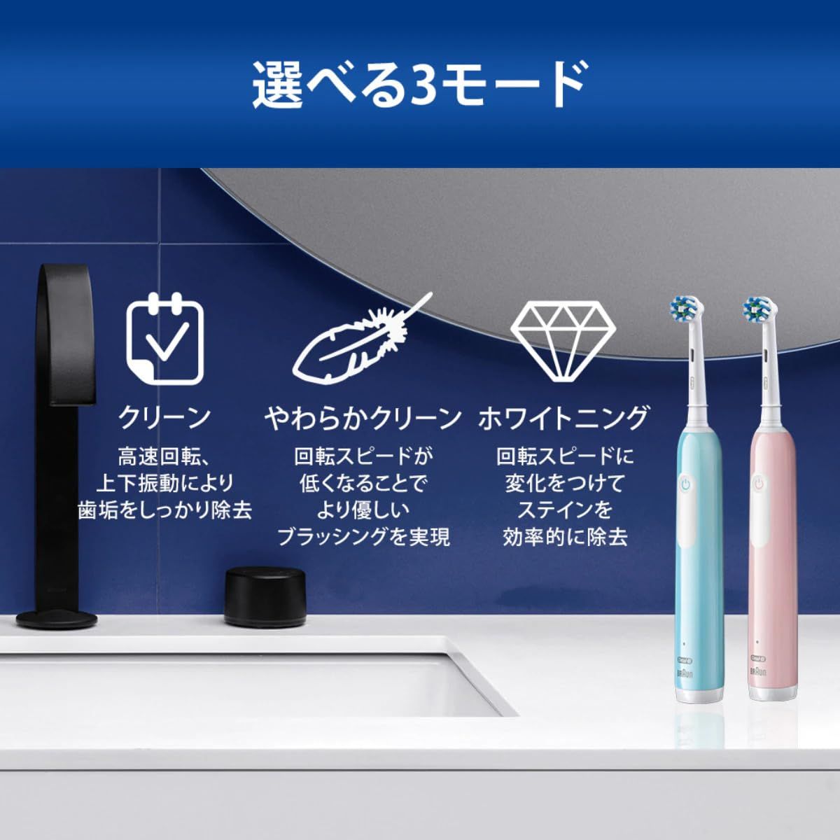 ブラウン 電動歯ブラシ 本体 2本セット D3055133CB-LR オーラルB PRO1