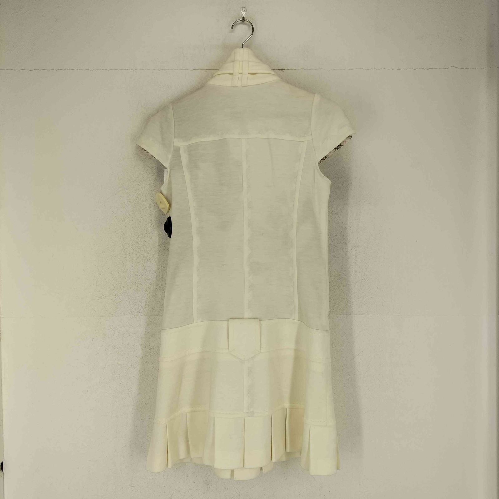 バーバリーブルーレーベル BLUE LABEL ホース刺繍 ノヴァチェックパイピング フレンチスリーブライダースワンピース レディース 38