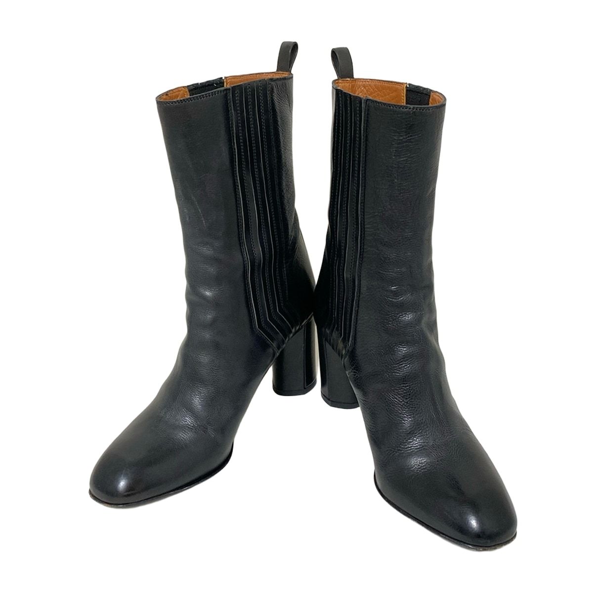 SARTORE ブラックレザーブーティ 36 SARTORE(サルトル) ショートブーツ 36 レディース - 黒 サイドゴア