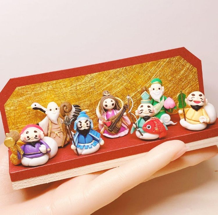◼︎受注制作◼︎ ミニチュア 七福神 台座付 ハンドメイド