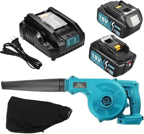 迅速に発送 ブロワー 充電式 互換 マキタ 18バッテリー YN 8010 18 V 互換マキタ BL 1850 B 二個とDC RC付き 1860 1830 Bなど対応できバッテリー コードレスブロワー トリガー風量調整 コードレ