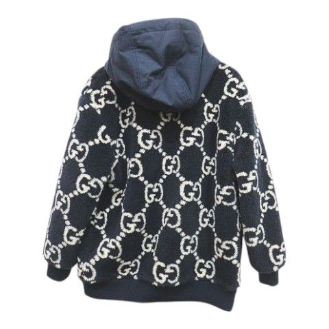 グッチ GUCCI ジャンボGG GGジャカード ボア ジャケット XS ダーク