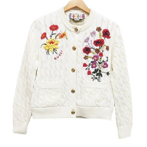 【新品未使用品】GUCCI グッチ ノーカラージャケット カーディガン 金ボタン 新品未使用品】GUCCI グッチ ノーカラージャケット カーディガン 金