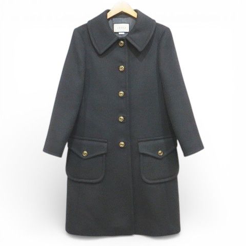 グッチ GUCCI 626300 ZHW 03 20 AW インターロッキング G シングルブレストコート 40 正規 イタリア製 釦 黒系 ブラック