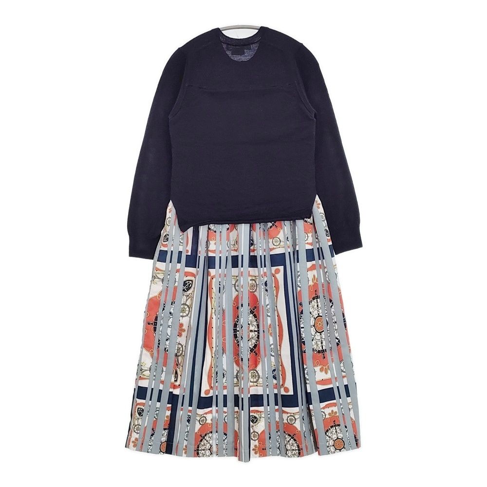 COMME des GARCONS カーディガンドッキングワンピース RT 0024 AD 2017 ネイビー ライトブルー レディース コムデギャルソン コムコム 5 1219 T♪