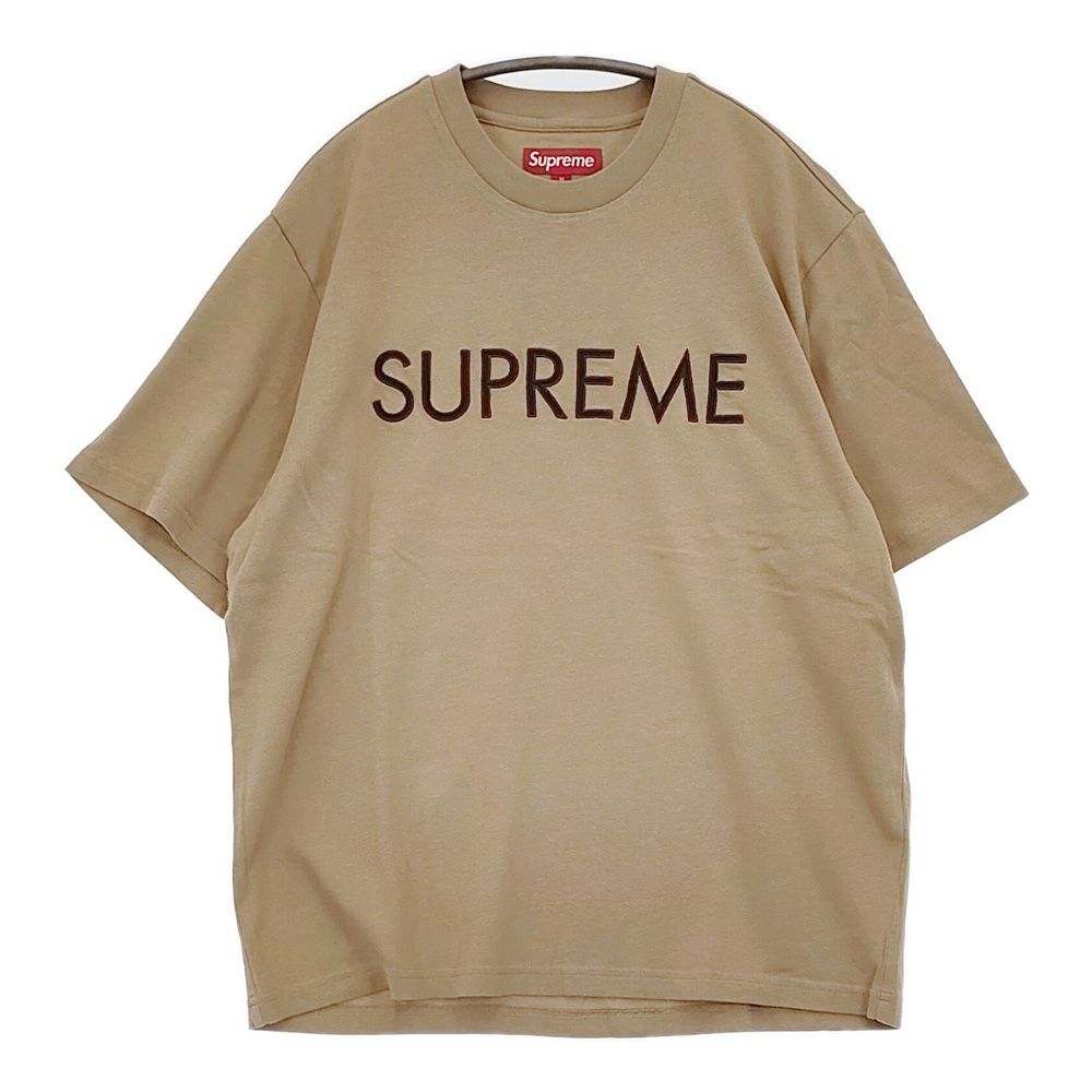 Supreme タグ付き Capital S Top サイズM 刺繍ロゴ 半袖Ｔシャツ カットソー 25 SS ベージュ メンズ シュプリーム 5 1219 S♪