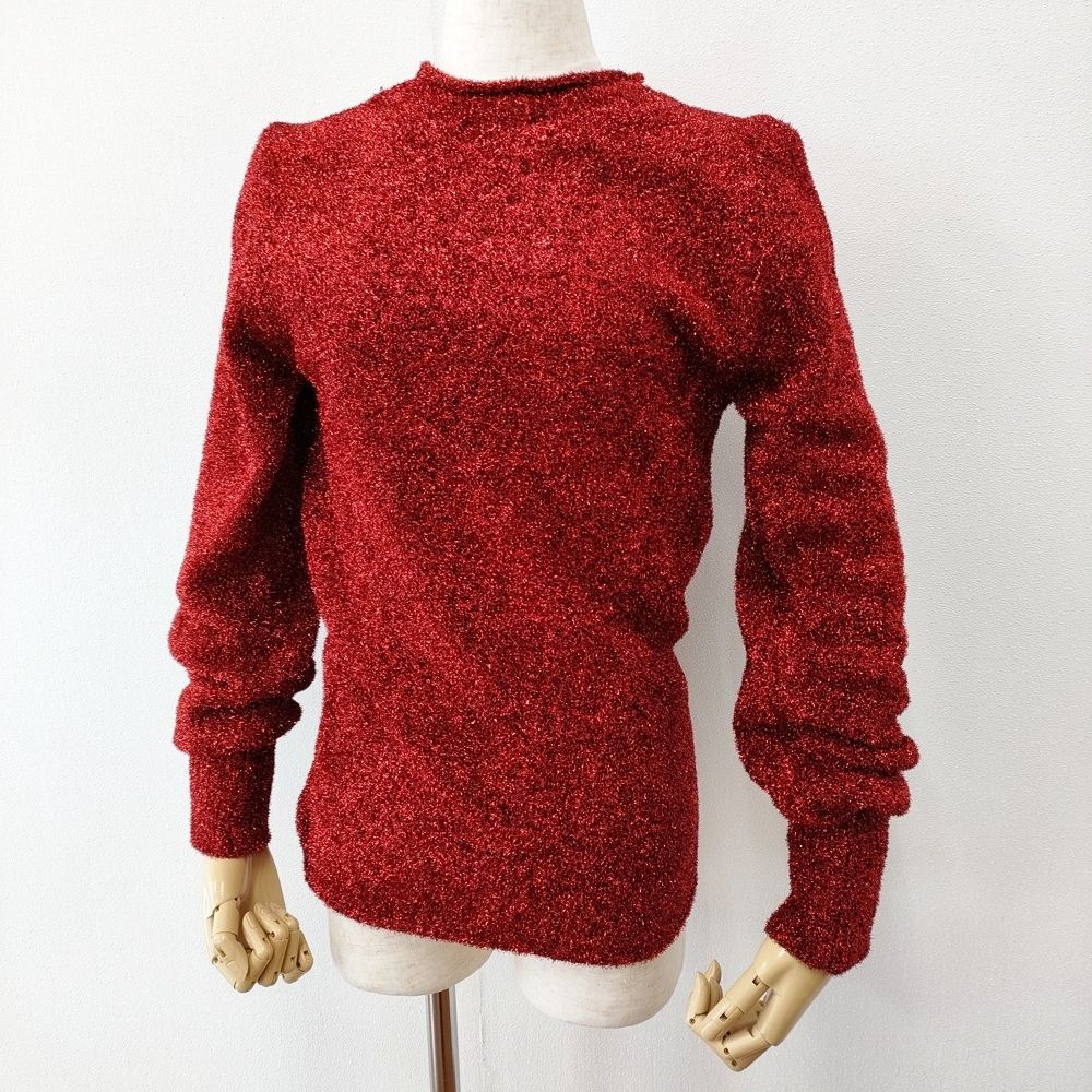 ZARA ラメ サイズS 背中開き セーター ニット レッド レディース ザラ
