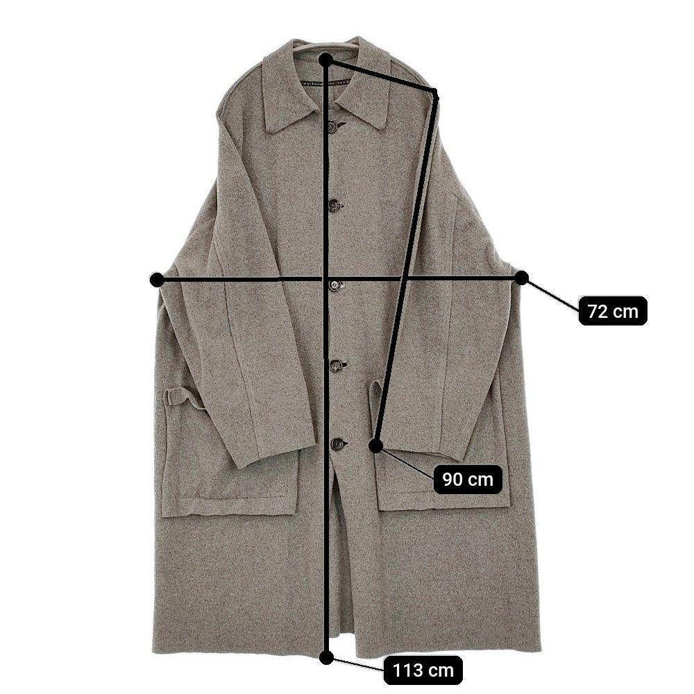 my beautiful landlet サイズ1 ウールカシミヤ ルーズシルエット ステンカラーコート グレー メンズ マイビューティフルランドレット【中古】5-1219T♪ my beautiful landlet サイズ1 ウールカシミヤ ルーズシルエット