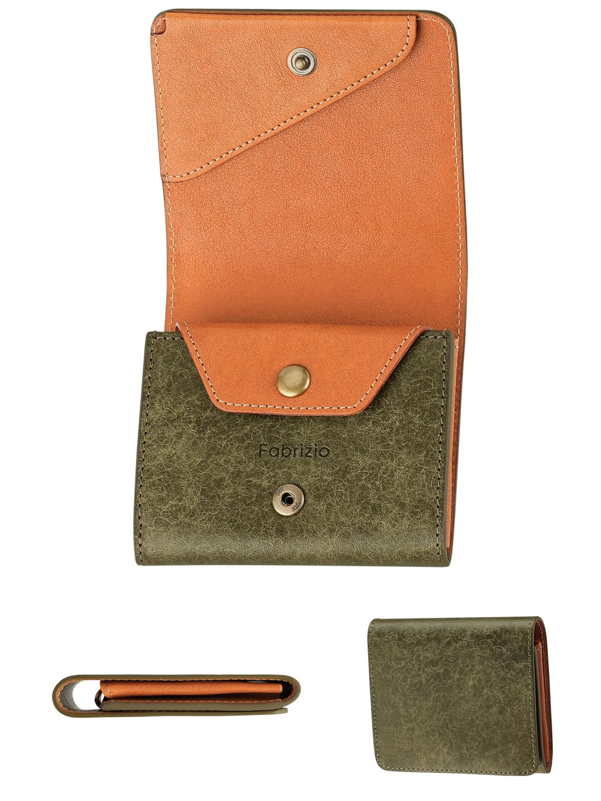 ファブリツィオ 財布 メンズ レディース 2つ折り 小銭入れ ミニ財布 小さい 薄い コンパクト 柔らかい 使いやすい イタリアン レザー 一流の革職人が作る 本革 オリーバ