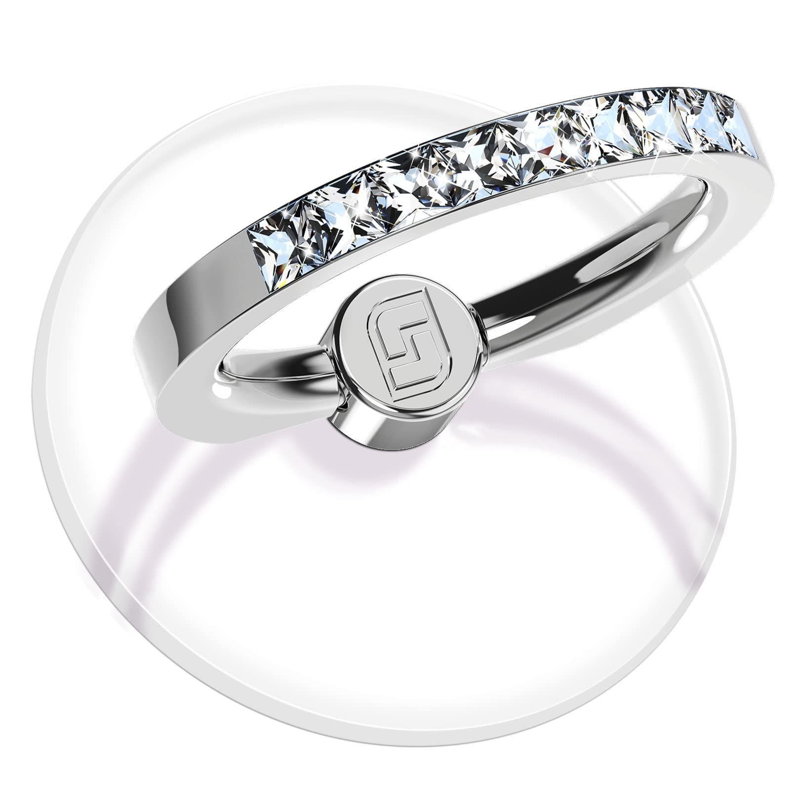 売切注意 スマホリング 2 透明 個セット Jsoerpay ダイヤモンド 360°回転 バンカーリング 落下防止 指輪型 スタンド機能 ほとんどのスマホ タブレット ケースと互換性あり シルバー