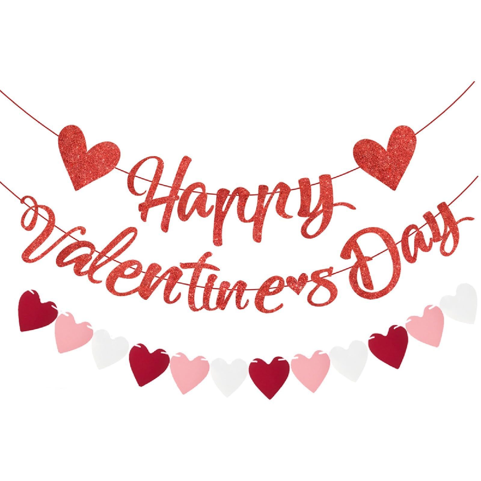 まもなく終了 記念日 記念日お祝い 結婚式 壁飾り 装飾 結婚披露宴 飾り付け バレンタインデーデコレーション バレンタインバナー キラキラ ハートガーランド 告白用品 ガーランド バレンタイン 飾り バレンタインデー