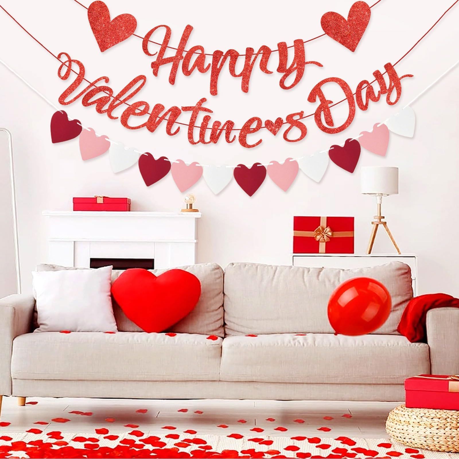 まもなく終了 記念日 記念日お祝い 結婚式 壁飾り 装飾 結婚披露宴 飾り付け バレンタインデーデコレーション バレンタインバナー キラキラ ハートガーランド 告白用品 ガーランド バレンタイン 飾り バレンタインデー