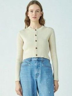 トゥモローランド MACPHEEコットンリブ クルーネックカーディガン