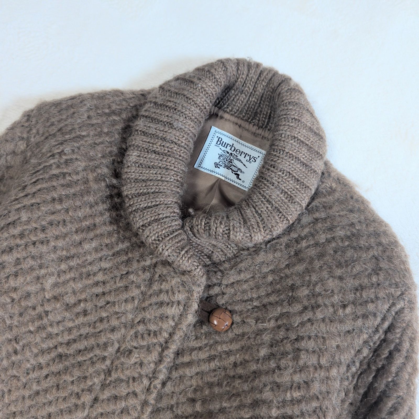 【ヴィンテージ 】バーバリーズ ショールカラー ウール ブルゾン くるみボタン 希少✨バーバリー BURBERRY ショールカラーニットブルゾン ジャケット