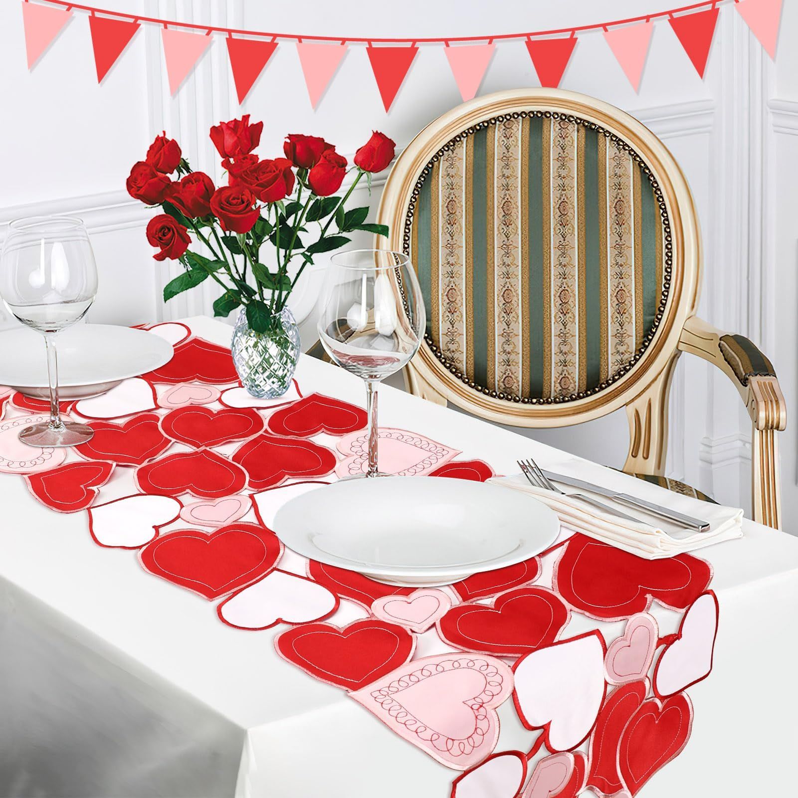 まもなく終了 テーブル 装飾 結婚式 プロポーズ テーブルクロス ホワイトデー バレンタイン 飾り付け 約39 x 175 cm テーブルランナー 記念日 飾り