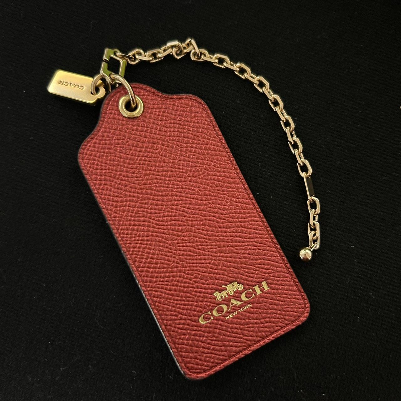 COACH コーチ グリッター レザー バッグチャーム キーホルダー レッド