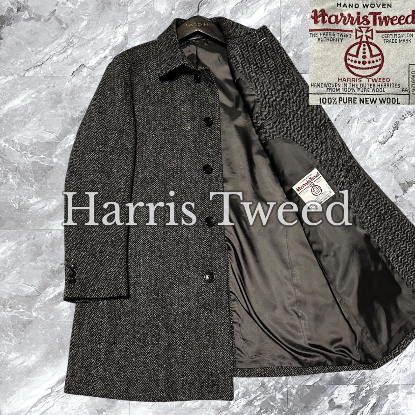 極美品 HARRIS TWEED ハリスツイード ロングコート ヘリンボーン 極美品 Harris Tweed ハリスツイード OXFORD CLASSIC オックスフォード