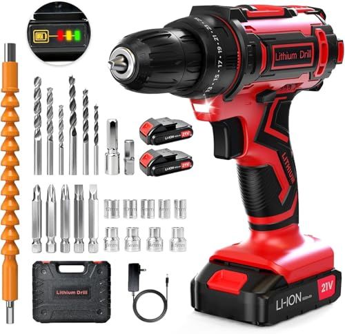 電動ドライバー 新登場強化版 初心者 21 v 電動ドリル インパクトドライバー 1500 mAh バッテリー 付き 25 1段階トルク調節 LEDライト 無断変速 充電式ドリルドライバー 最大42 N m 二段階スピード fab 866 b 5