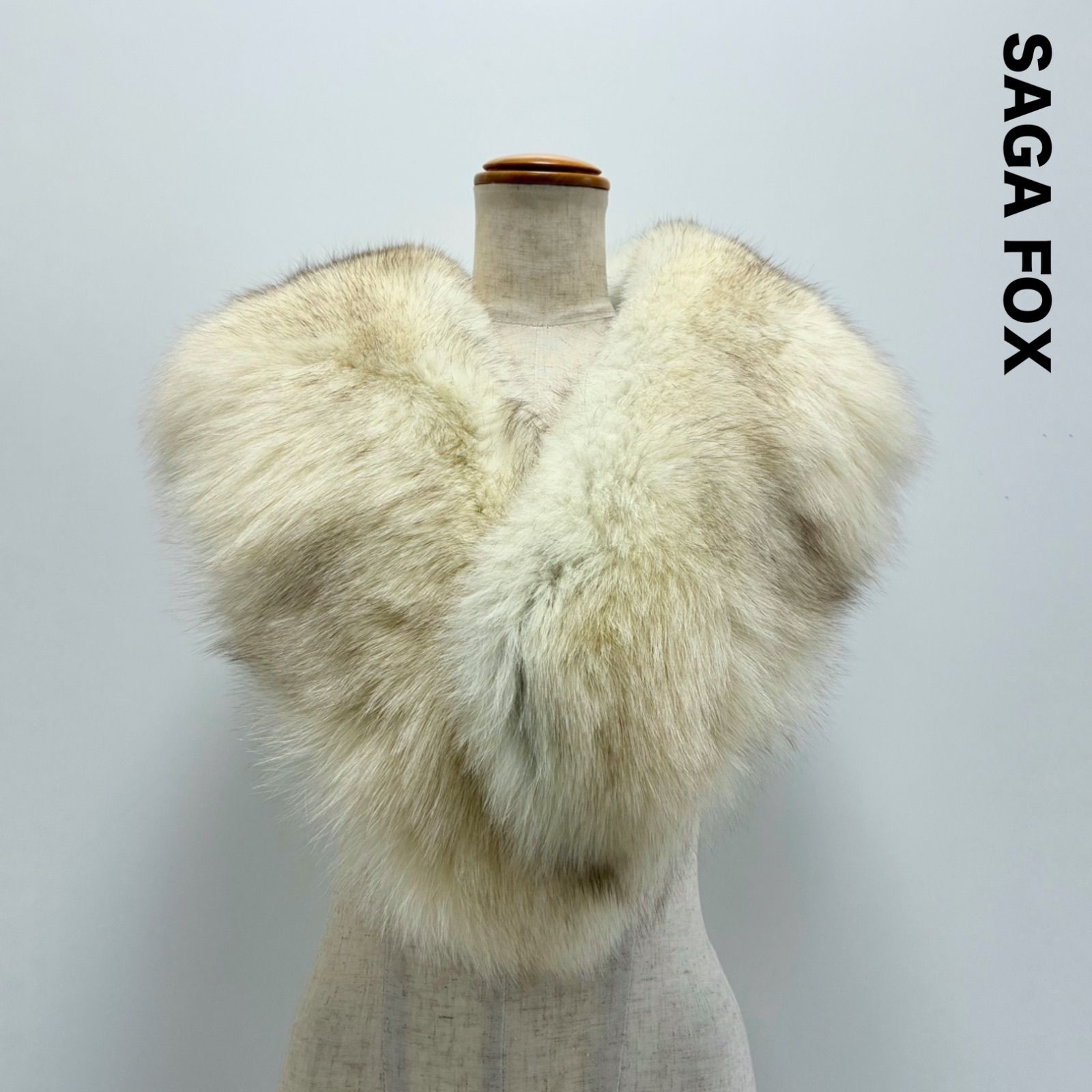 サガフォックス ショール ストール クリップ式 オフホワイト ライトブラウン 中古 ABランク SAGA FOX レディース SAGA FOX サガフォックス☆ファー ストール ショール 成人式 入学式