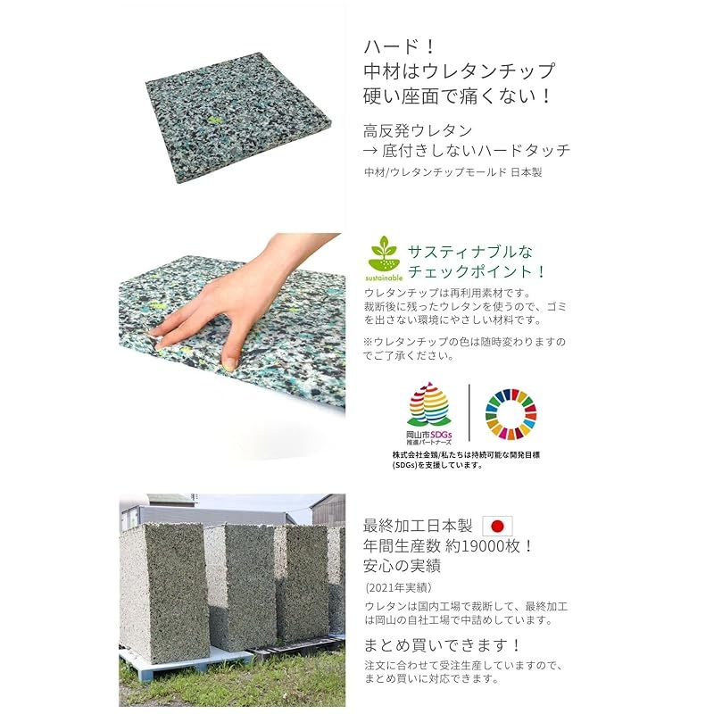  金鵄 レザークッション 日本製ウレタン 高反発 座布団 コラム 40 x 2 5 ブラック 10 キッチン 住宅設備