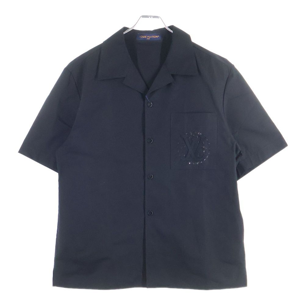 Louis Vuitton 半袖シャツ M ブラック LOUIS VUITTON (ルイヴィトン) 25SS エンブロイダリーショートスリーブ