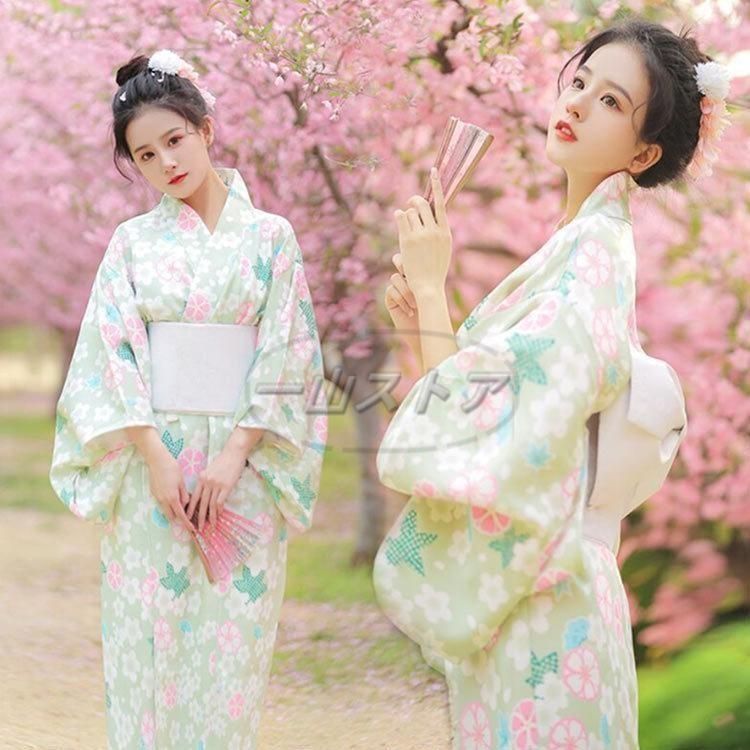 レディース 浴衣 着物 3点セット 浴衣 兵児帯 扇子 和柄 和服 和装