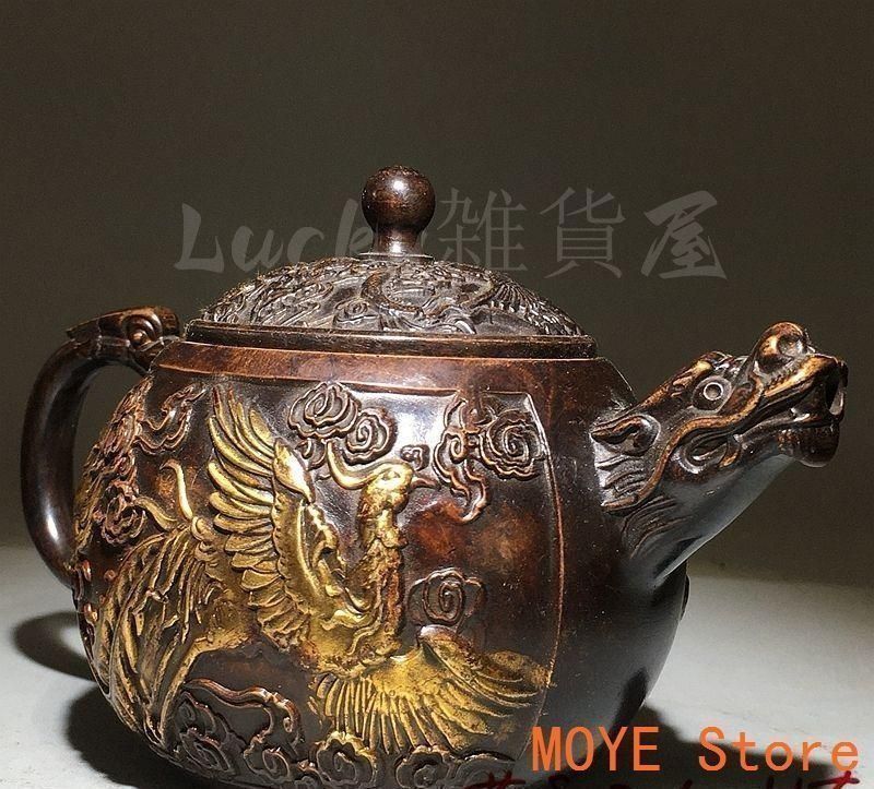 十二支龍頭茶壺 龍鳳壺 銅壺徳利 茶道具 煎茶器 装飾品 工芸品 美術品
