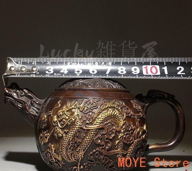 銅 細工 瓢簞龍鳳図茶壺 茶道具 香道具 装飾品 工芸品 置物 銅 細工