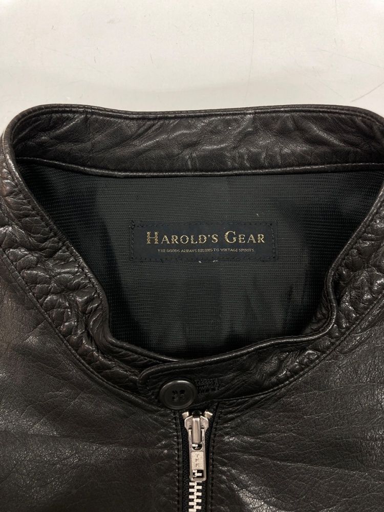HAROLD'S GEAR ブラックレザージャケット F ハロルズギア HAROLD'S GEAR HALFZIP LEATHER JACKET ハーフジップ