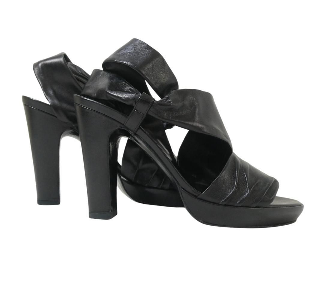 【美品】HERMES エルメス 黒 サテン ハイヒール パンプス37 1/2 極美品 HERMES エルメス サイズ36 約23㎝ レザー サンダル パンプス