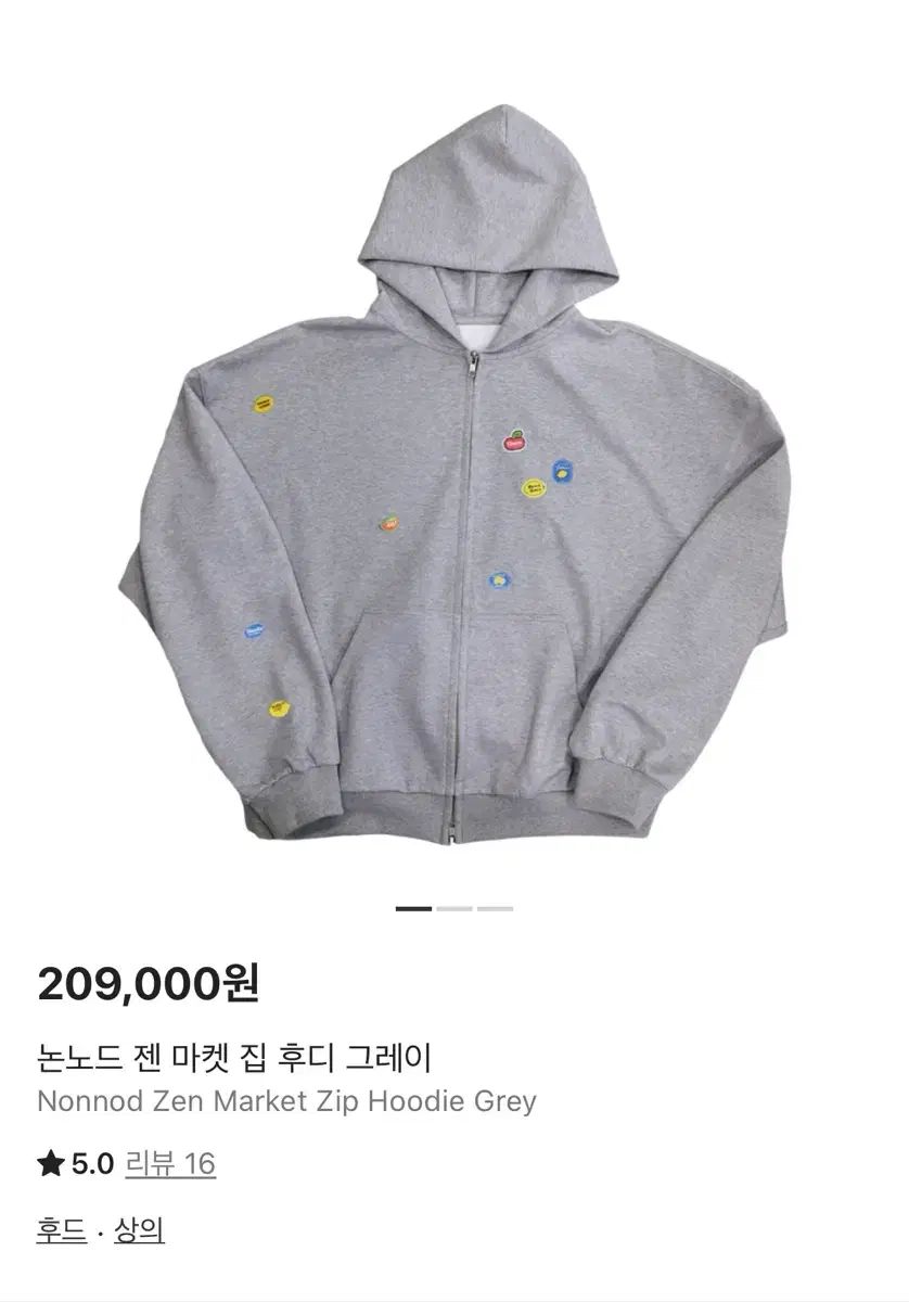 2 Nonnod 젠マーケット ジップアップ フーディー グレー