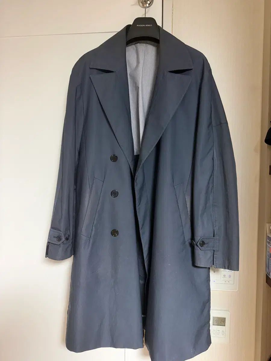 システムオム トレンチ ステンカラーコート ネイビーグリーン 105