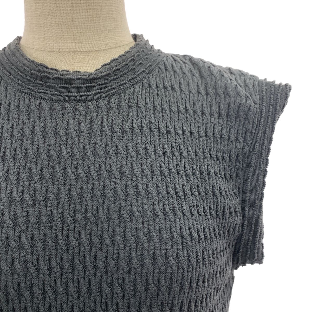 Drawer ドゥロワー 14 Gケーブル編みノースリーブワンピース 1 グレー レディース