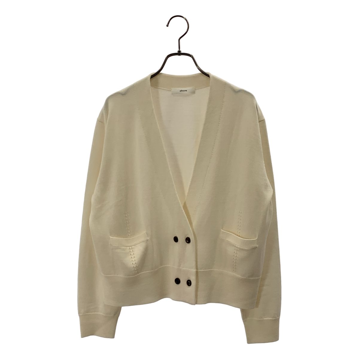 ebure エブール ハイゲージ ウール シルク カシミヤ ニット カーディガン F アイボリー系 レディース