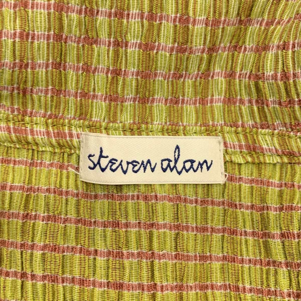 【美品】  steven alan / スティーブンアラン | セットアップ クレープ チェック シャツ ブラウス / スリット スカート 裏地付き | S | カーキ系 | レディース 美品】 steven alan / スティーブンアラン | セットアップ クレープ