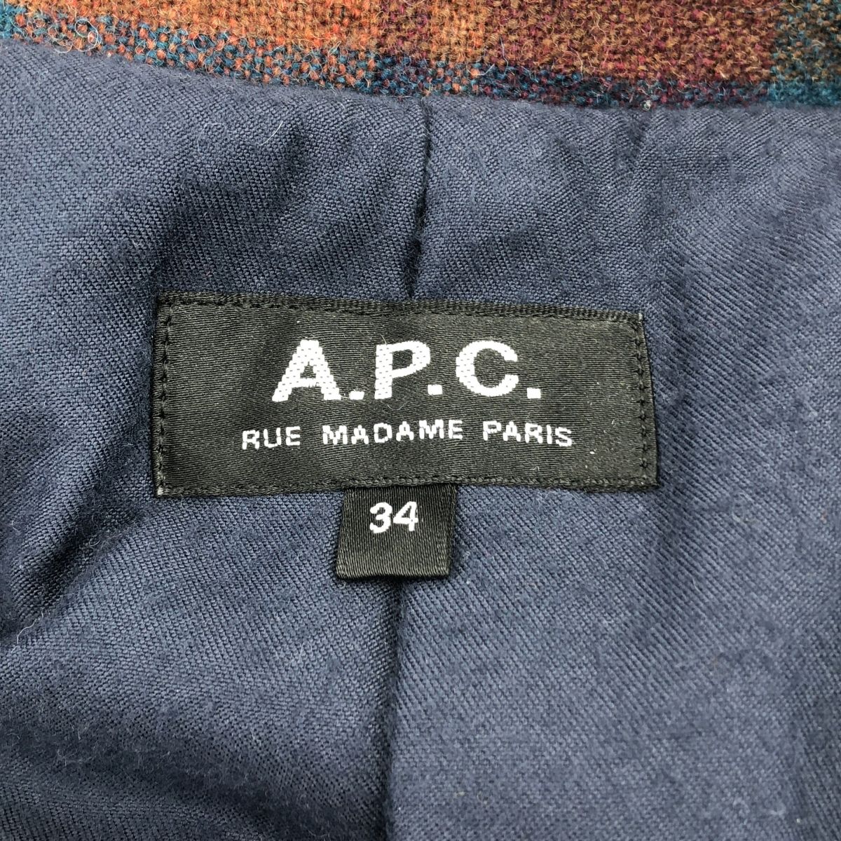 A.P.C. / アーペーセー | ボアカラー ウール チェック コート | 34  